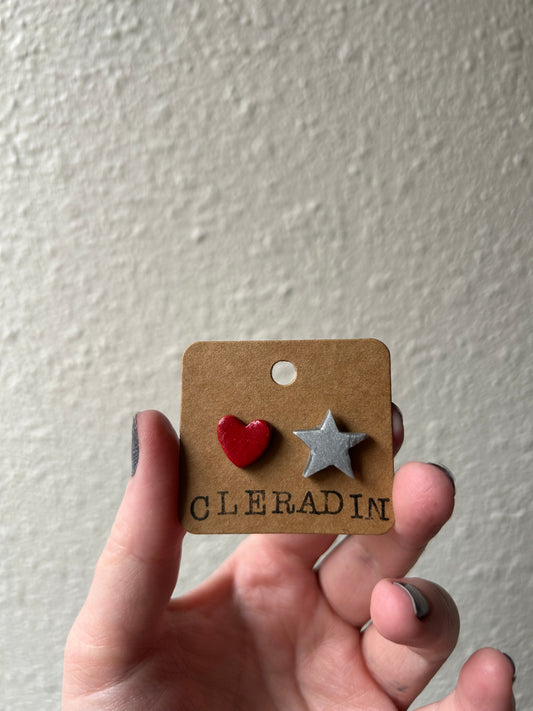 cleradin heart and star studs