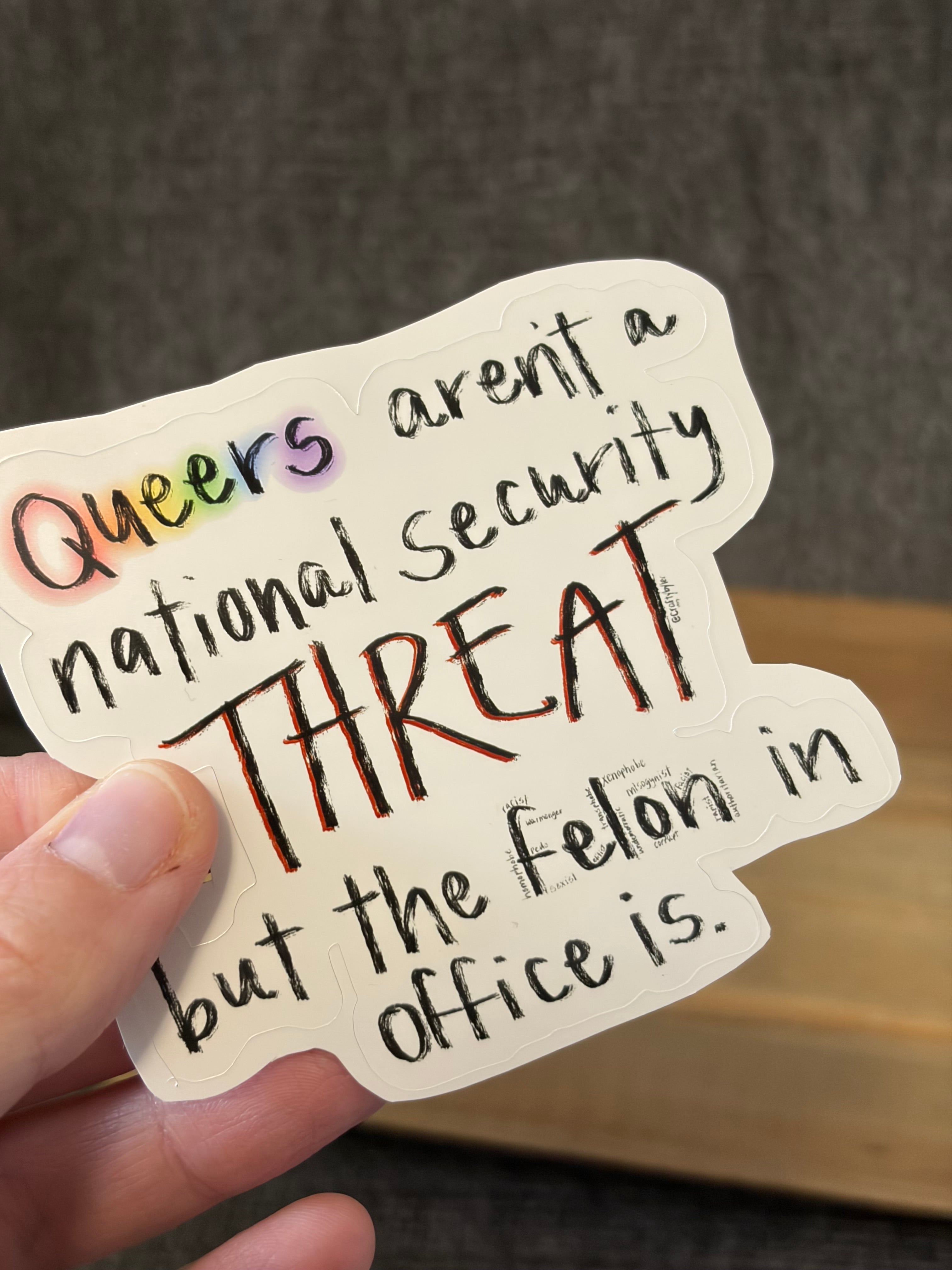 queers aren’t a national security threat sticker